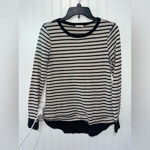 12PM by Mon Ami size medium cream and dark gray striped long sleeve top